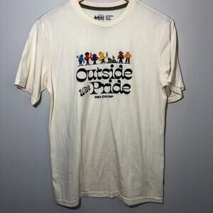 REI Co-op Outside With Pride Graphic T-Shirt Cream Beige Men's Size Small